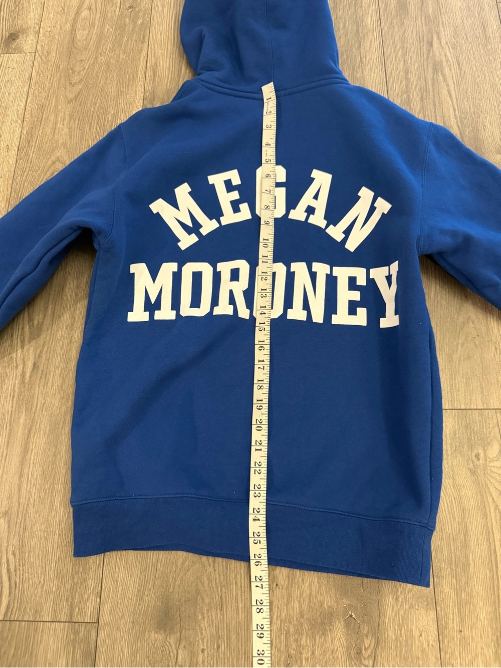 Megan Moroney Blue Oversized Am I Okay Fleece Size: Small Hoodie Pullover Jacket - Picture 4 of 8